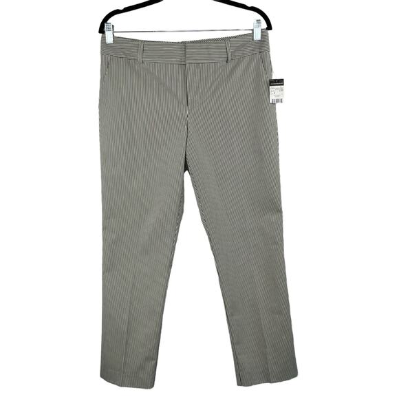 Norma Kamali Pants - Norma Kamali Anthropologie Mid Rise Ankle Pant Black Straw Pinstripe 6 NWT